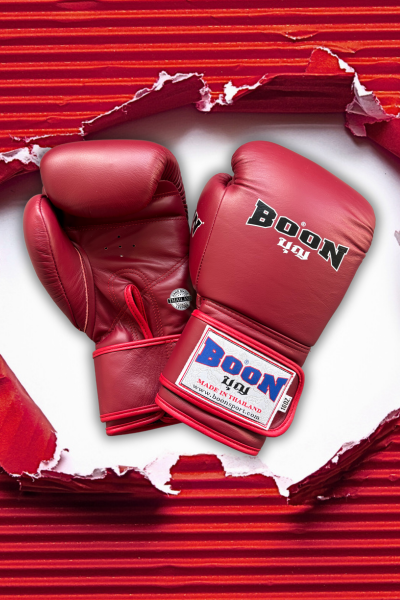 Boxérske rukavice Velcro Compact BOON - "burgundy"