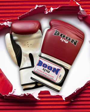 Boxérske rukavice Velcro Compact BOON - bordová & biela