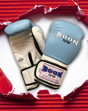 Boxérske rukavice Velcro Compact BOON - svetlomodrá & biela