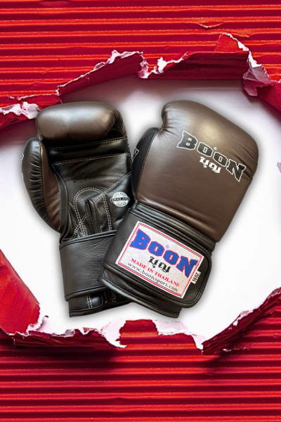 Boxérske rukavice Velcro Compact BOON - hnedé