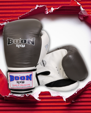 Boxérske rukavice Velcro Compact BOON - sivobiele