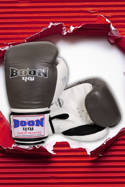 Boxérske rukavice Velcro Compact BOON - sivobiele