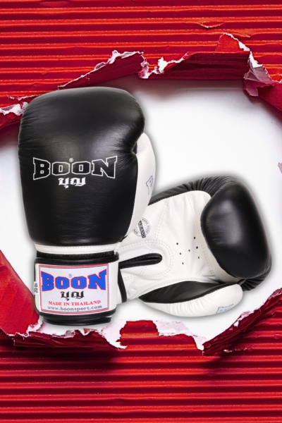 Boxérske rukavice Velcro Compact BOON - čiernobiele