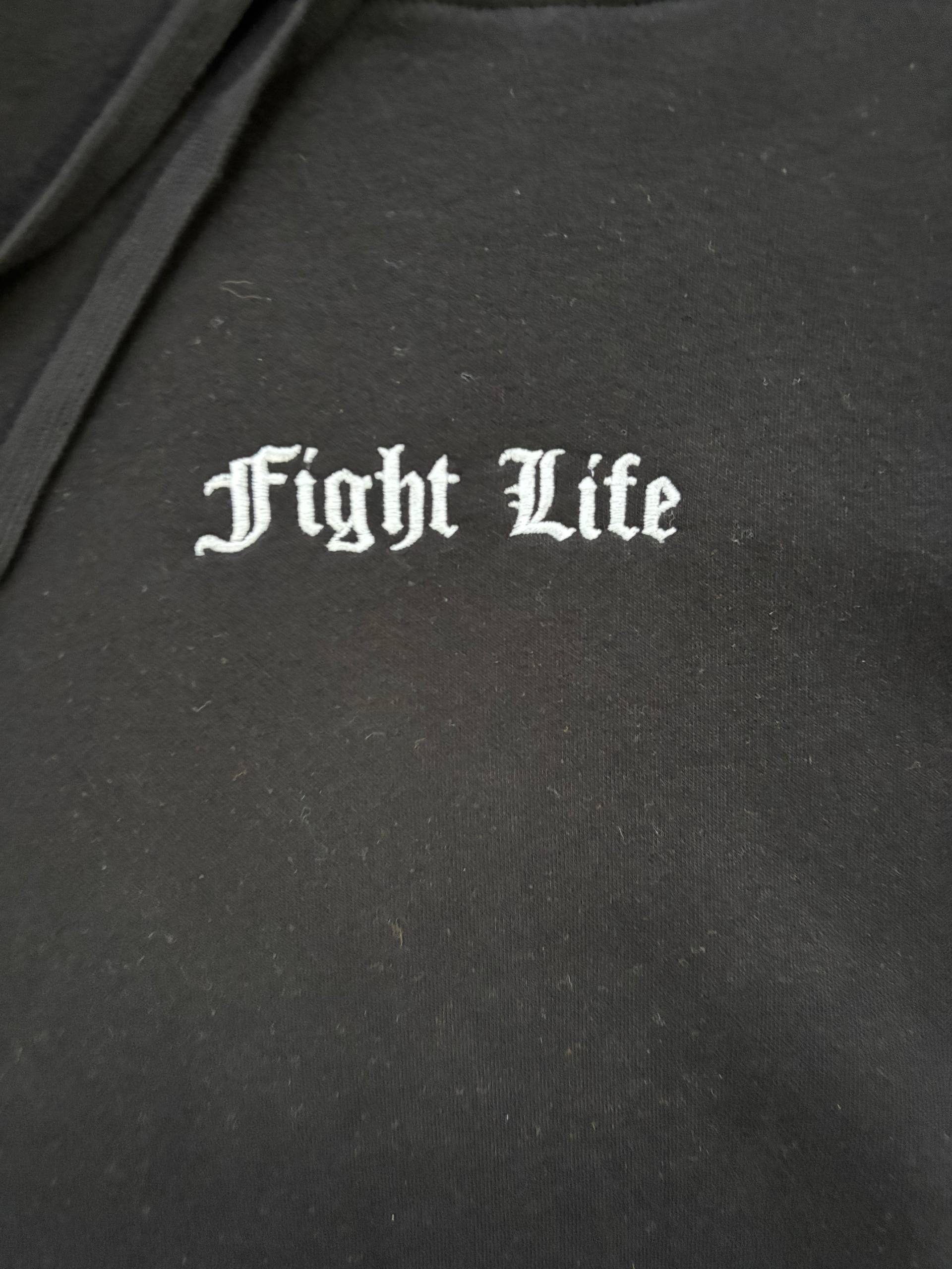 Mikina Fight Life - "White on Black" – Obrázok 2