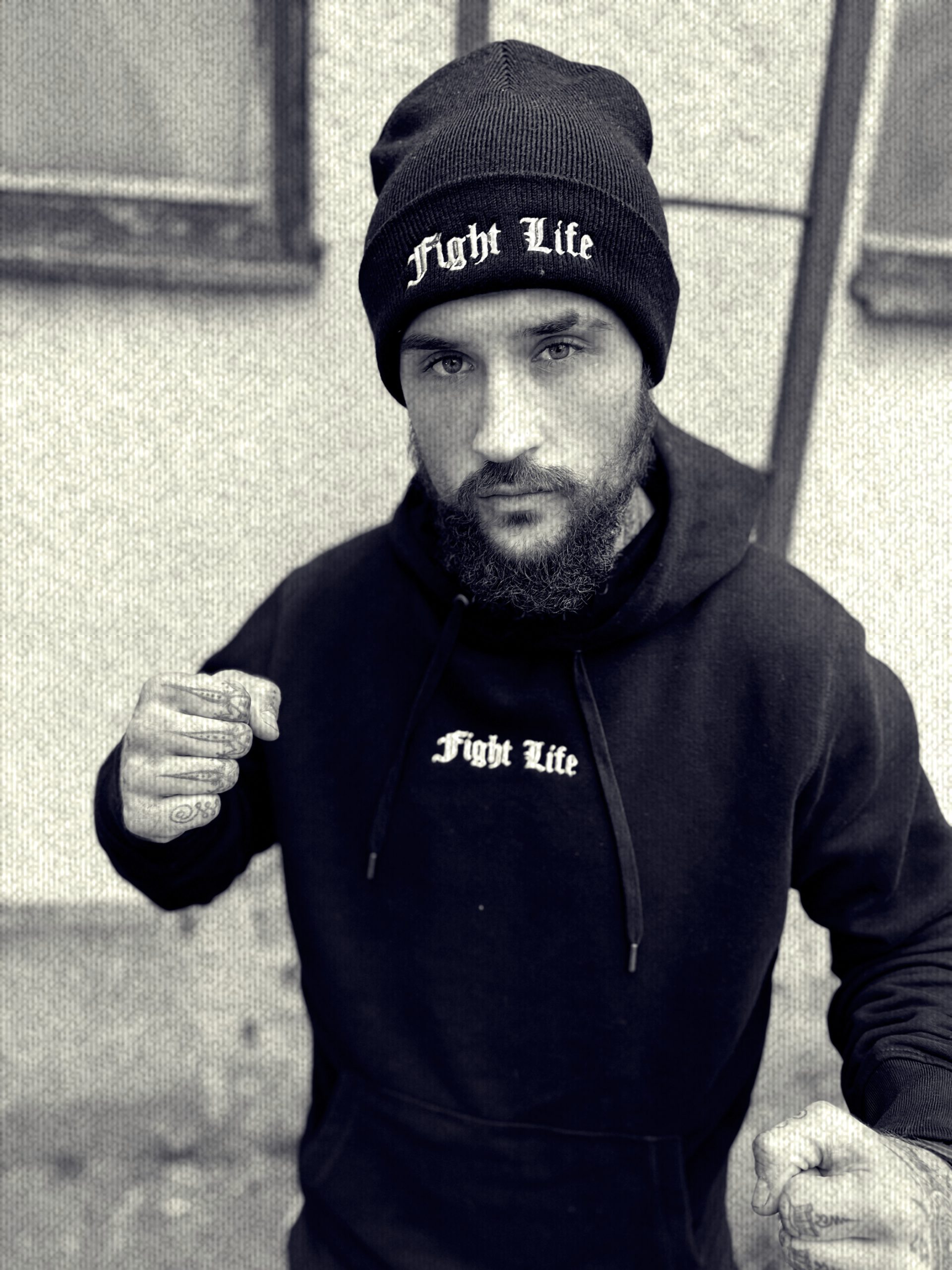 Mikina Fight Life - "White on Black" – Obrázok 5
