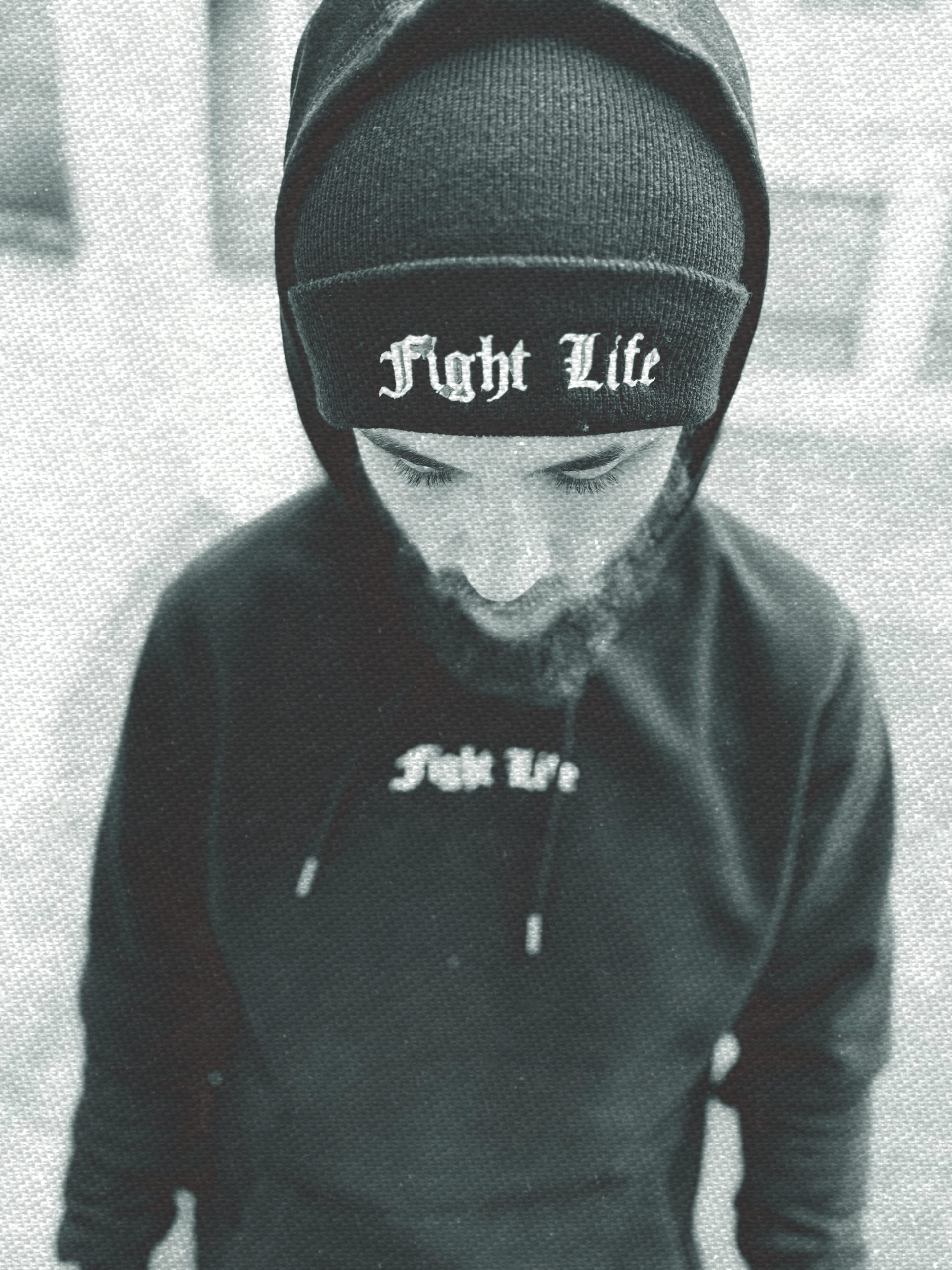 Mikina Fight Life - "White on Black" – Obrázok 3