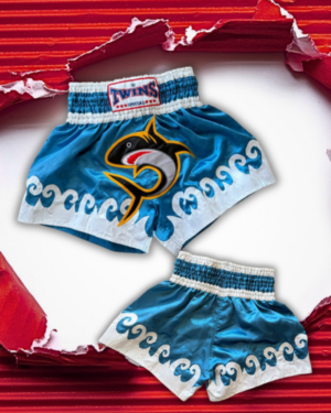 Muay Thai shortky TWINS "orca" - svetlomodré